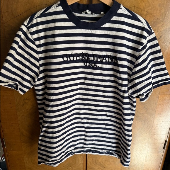Guess x ASAP Rocky Striped navy and White T-Shirt vintage - Picture 1 of 9